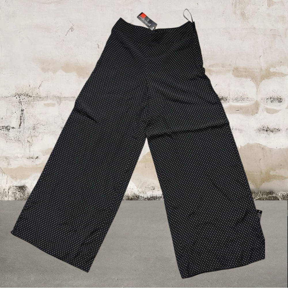 Principles by Ben de Lisi NWT Black Polka Dot Wide Leg Pants Size 12